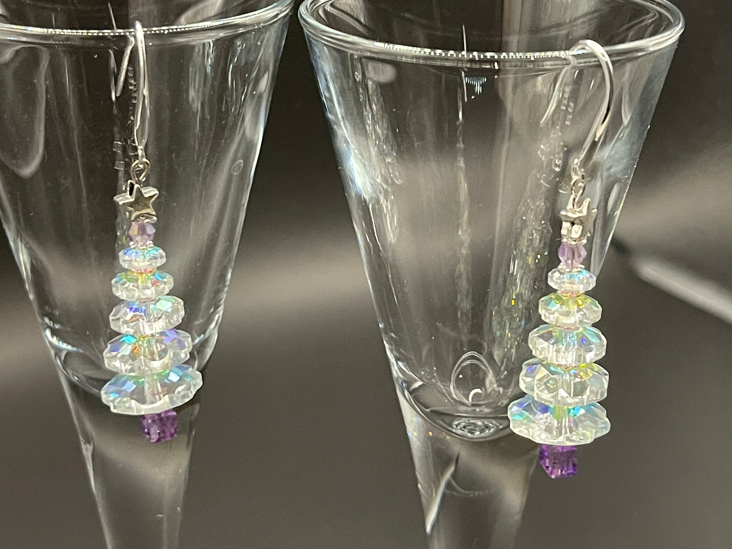 Crystal Christmas Tree - Sterling Silver Hooks