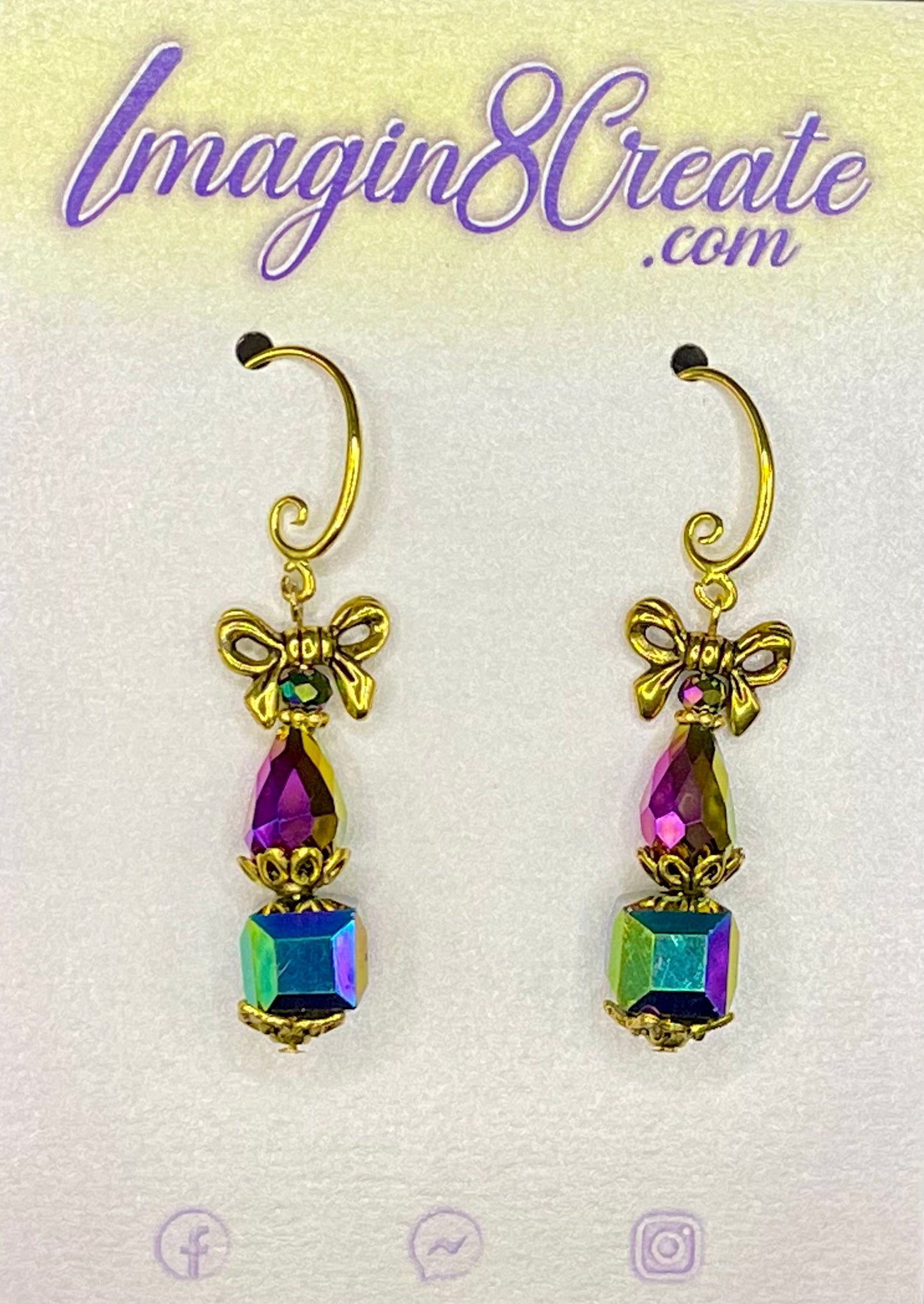 Crystal Boxed Presents Earrings - Gold Plated Hooks