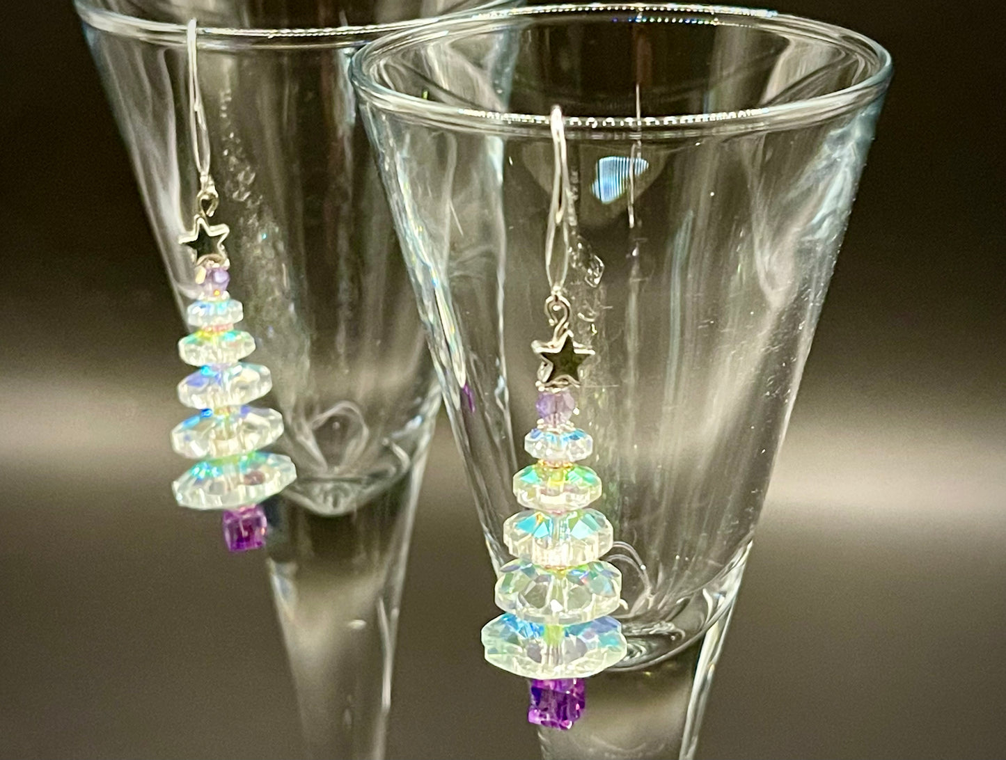 Crystal Christmas Tree - Sterling Silver Hooks