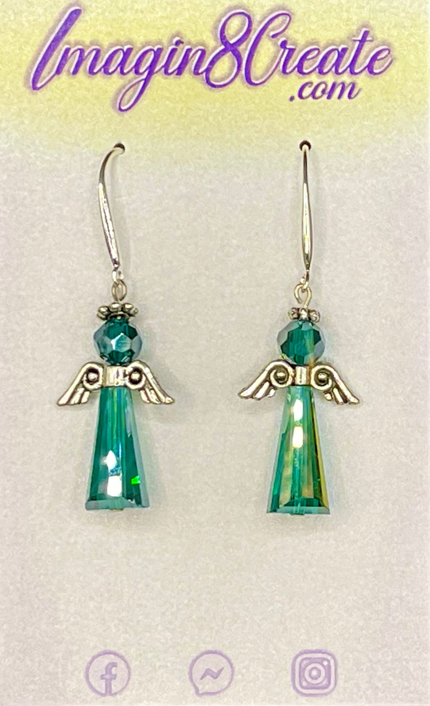 Crystal Angel Earrings Set - Sterling Silver Hooks