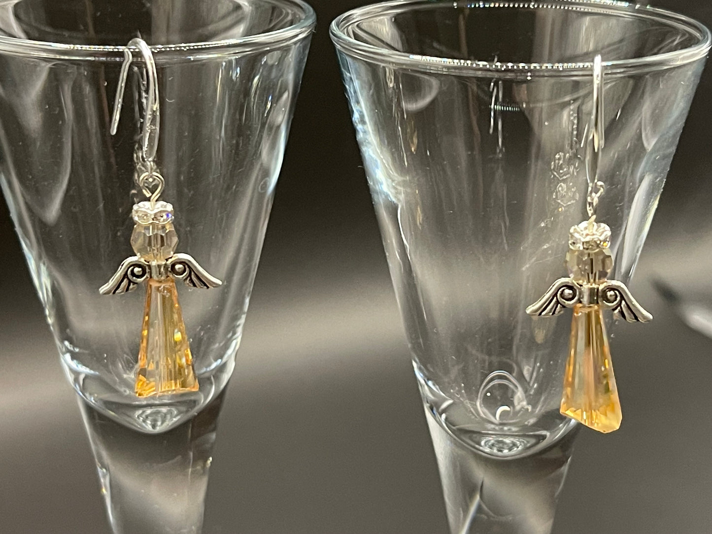 Crystal Angel Earrings Set - Sterling Silver Hooks