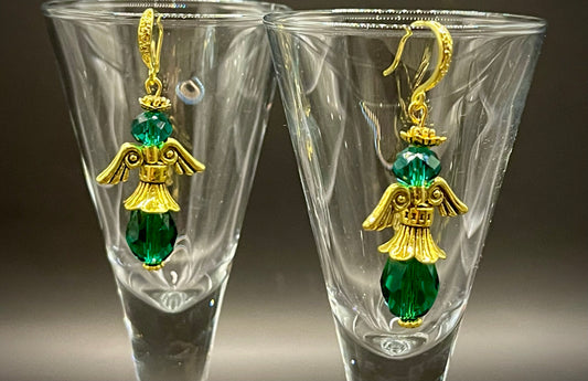 Crystal Teardrop Angel Earrings - Gold Plated Hooks