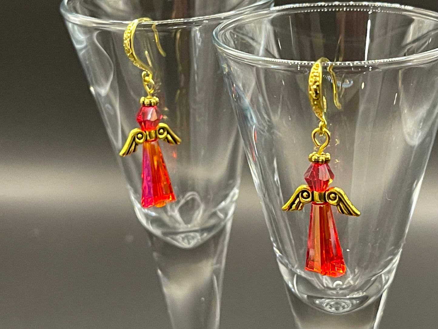 Crystal Angel Earrings - Gold Plated Hooks