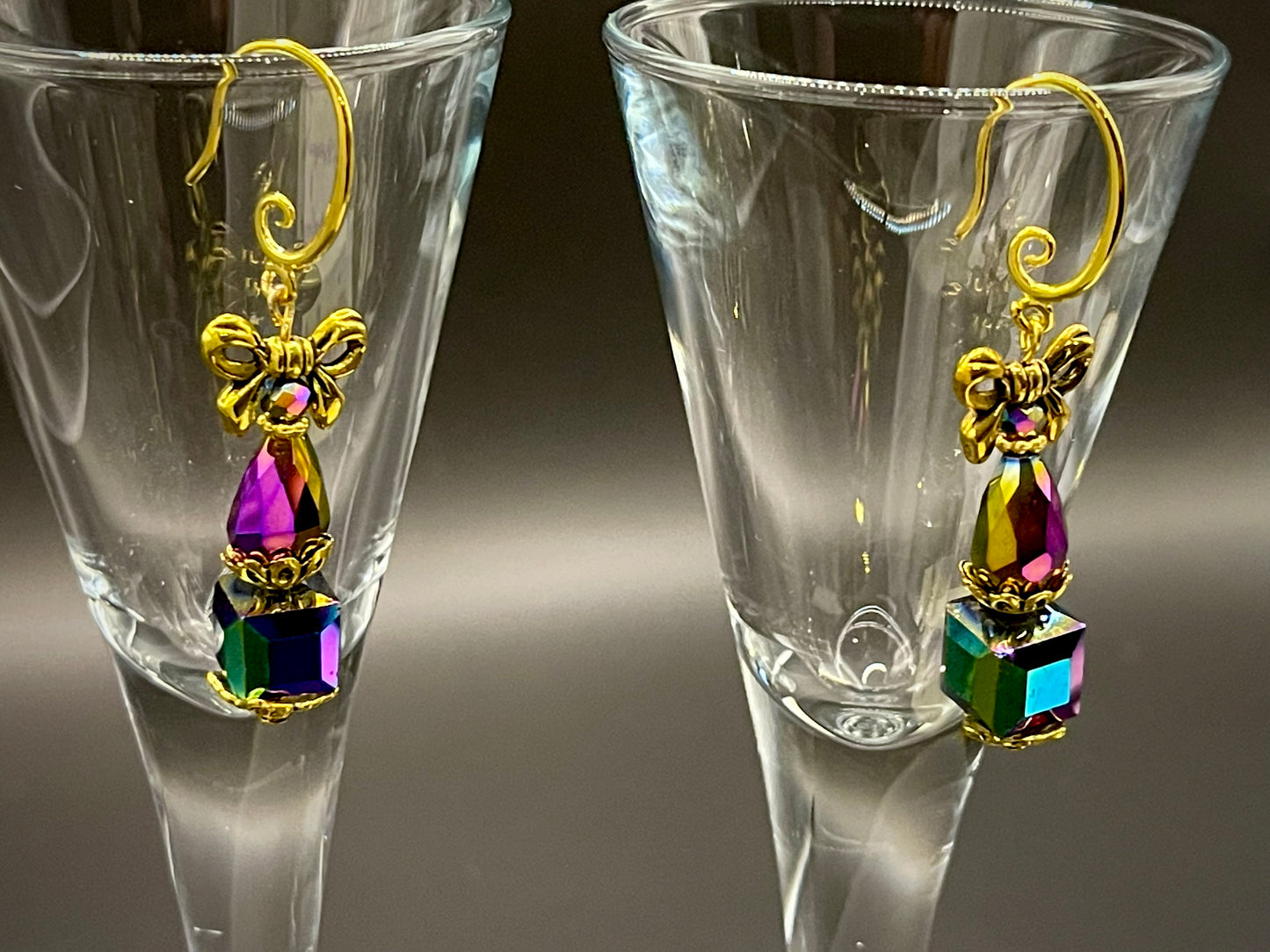 Crystal Boxed Presents Earrings - Gold Plated Hooks