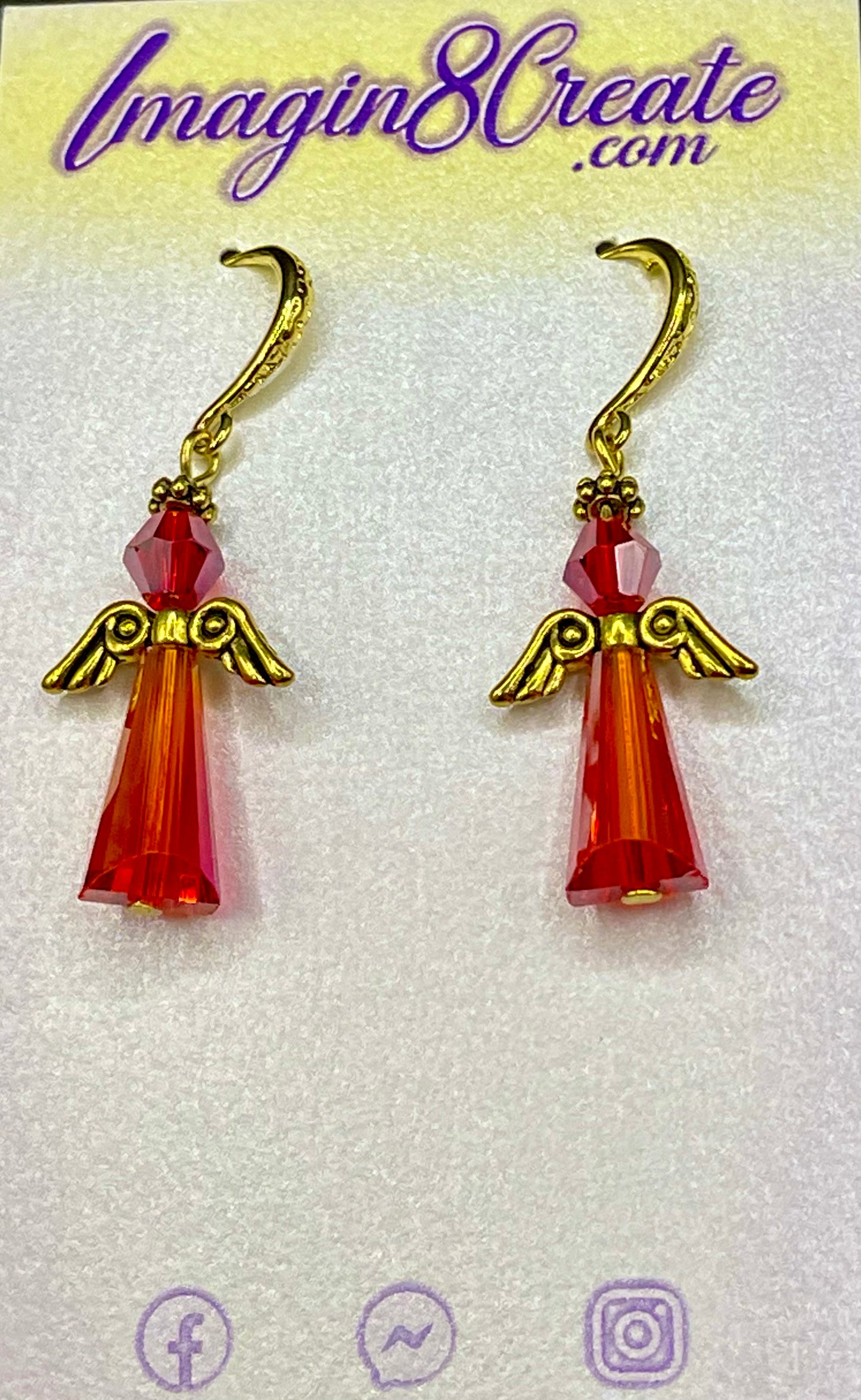 Crystal Angel Earrings - Gold Plated Hooks