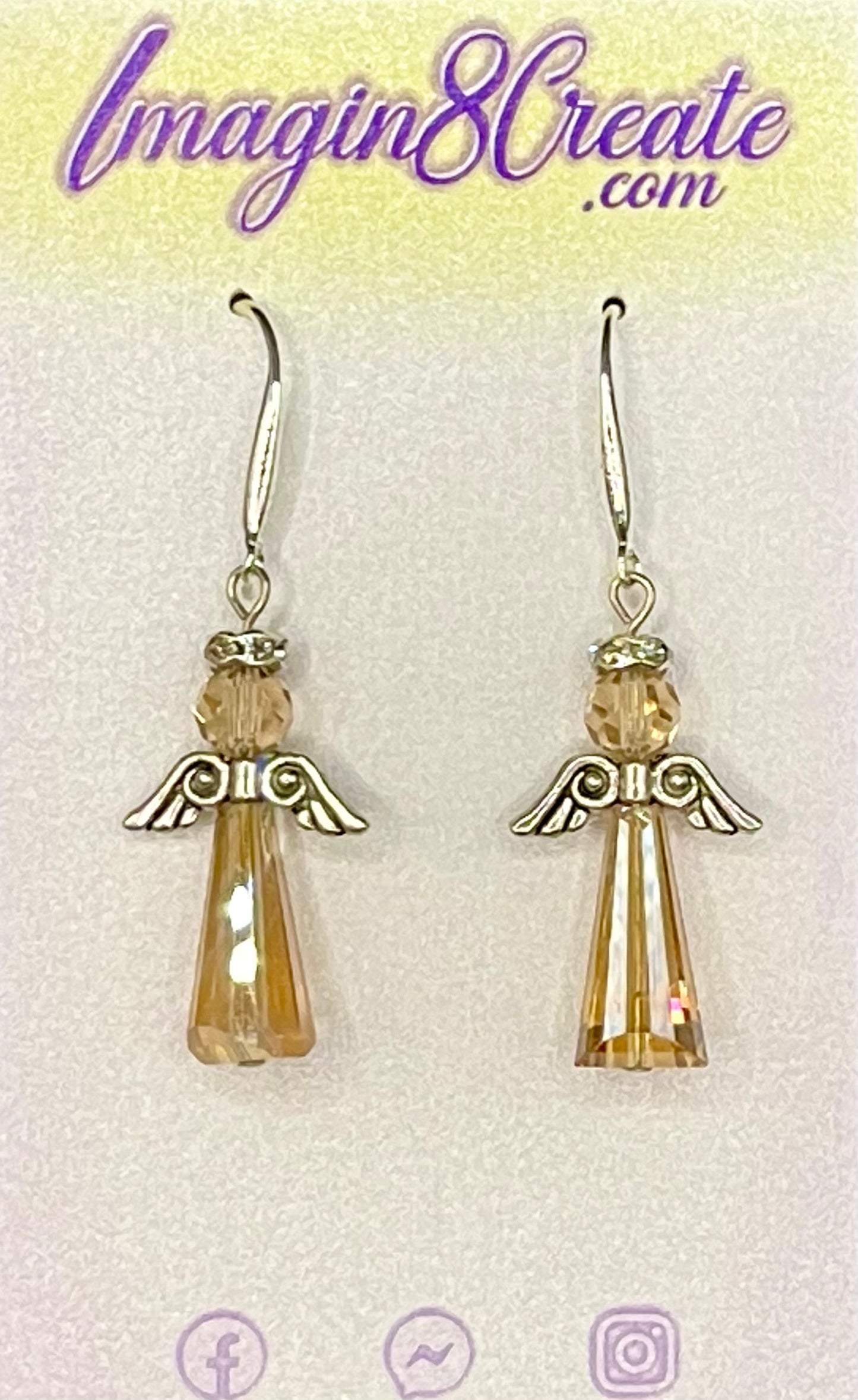 Crystal Angel Earrings Set - Sterling Silver Hooks